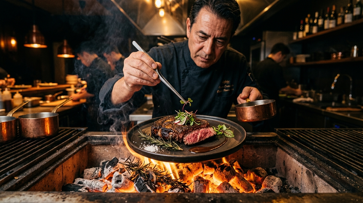 Stasiun Panggangan Wagyu Perapian Kayu